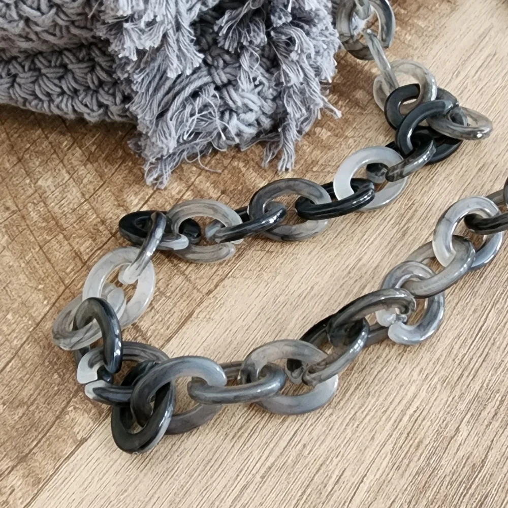 Monserat DeLucca Cable Knit Woven Slouch Hobo Purse Acrylic Crossbody Strap Grey - Picture 3 of 12